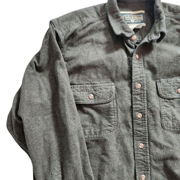 Field and Stream Flannel Shirt Mens XL Green SOlid button Up Long Sleeve Cotton - Picture 5 of 9